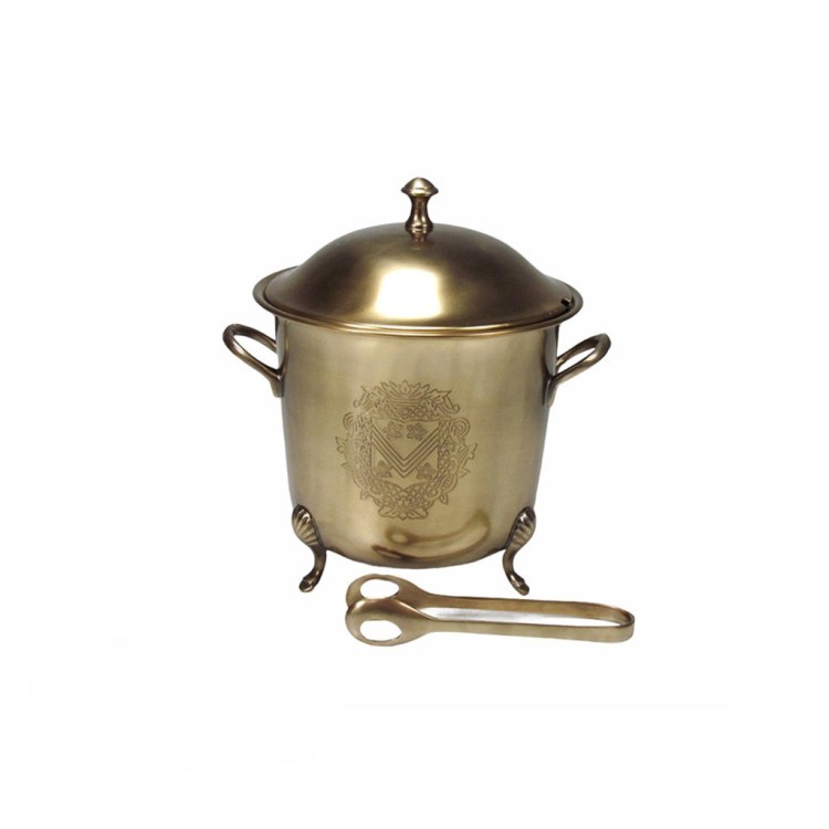 Емкость для льда с щипцами 10650-S-NIC/AB, латунь, Antique brass, ROOMERS TABLEWARE