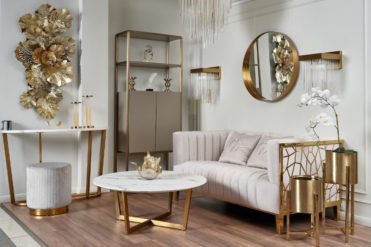 Консоль иск.мрам.Жемчужно-Белый (Pearl White)/мат.зол.120*40*80 (TT-00004671)