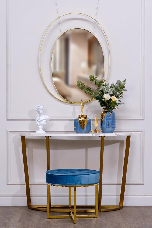 Консоль иск.мрам.Жемчужно-Белый (Pearl White)/мат.зол.120*40*80 (TT-00004671)