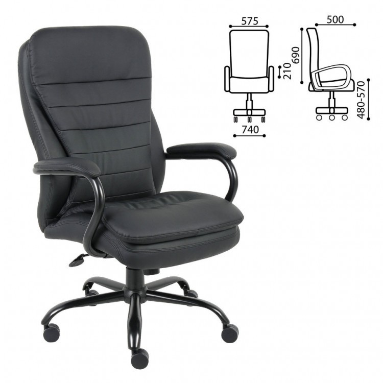 Кресло руководителя Brabix Premium Heavy Duty HD-001 до 200 кг экокожа черное 531015 (1) (71783)