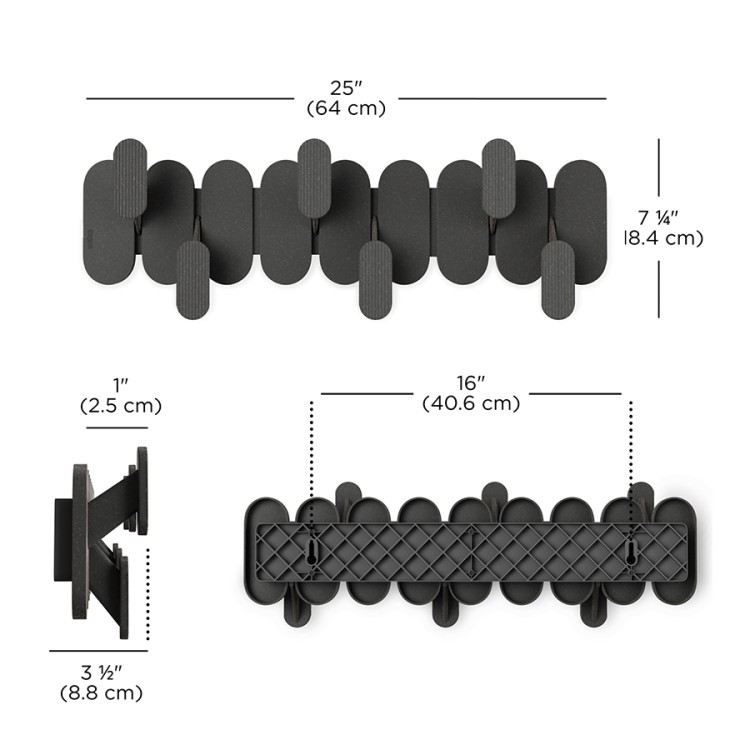 Вешалка настенная tempo, 6 крючков, черная (79961)
