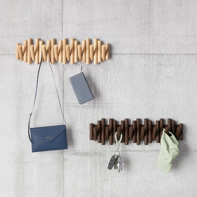 Вешалка настенная picket, 61 см, 8 крючков, натуральное дерево (80141)