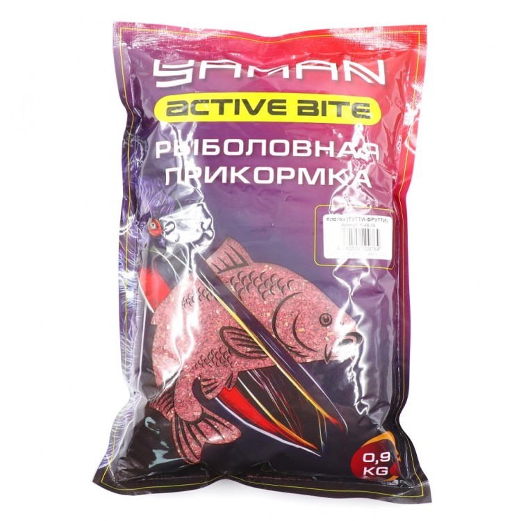 Прикормка Yaman Active Bite Плотва (тутти-фрутти), цв. красный, 900 г Y-AB-09 (87509)