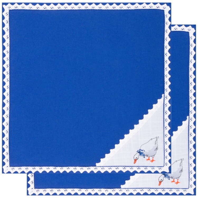 Комплект салфеток из 2-х шт "гуси",40х40см, х/б 100%,синий SANTALINO (850-820-41)