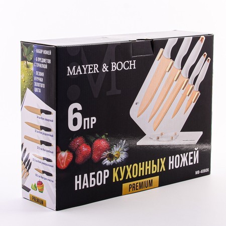 Набор кухонных ножей нерж/ст/полипропилен + подставка пластик 6пр Mayer&Boch (40606) Набор кухонных ножей нерж/ст/полипропилен + подставка пластик 6пр Mayer&Boch (40606)