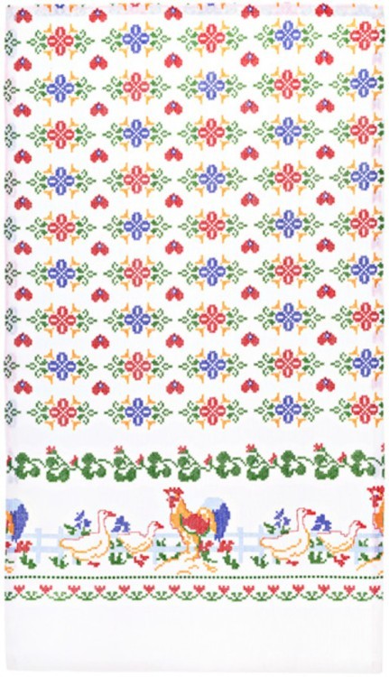 Фартук и полотенце 40*65 см "народные мотивы", 100% хлопок, белый SANTALINO (850-852-7)