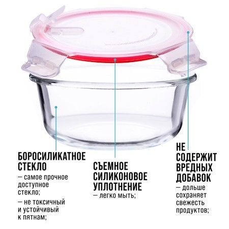 Набор контейнеров 0,4/0,65/0,95 стекло/пластик LR (31041)