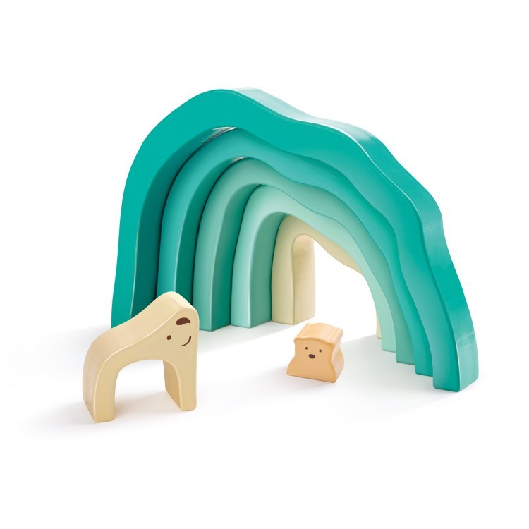 Развивающая игрушка 3 в 1 "В Арктику с белыми мишками" для малышей (пирамидка, пазл, игра-балансир) (E0490_HP)