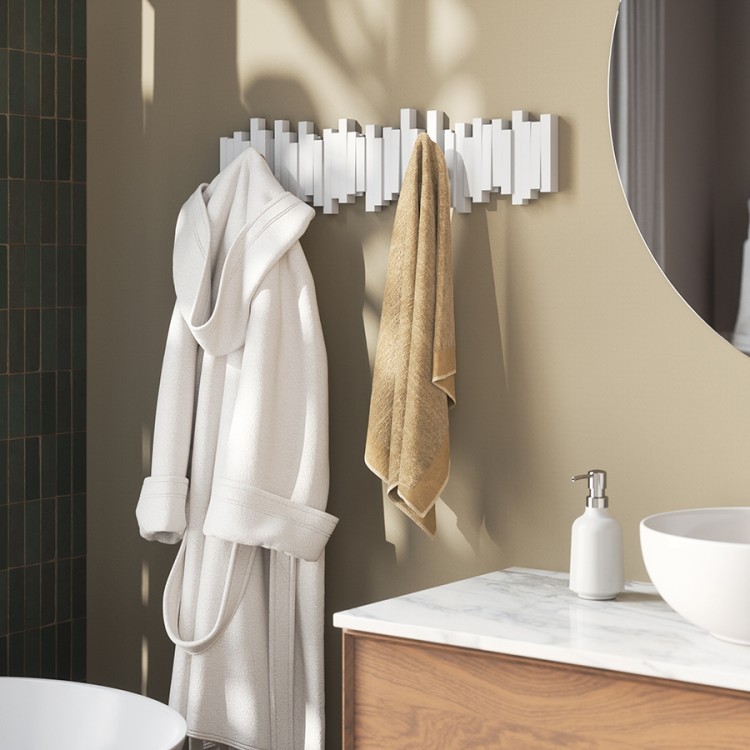 Вешалка настенная sticks, 72 см, 8 крючков, белая (80142)