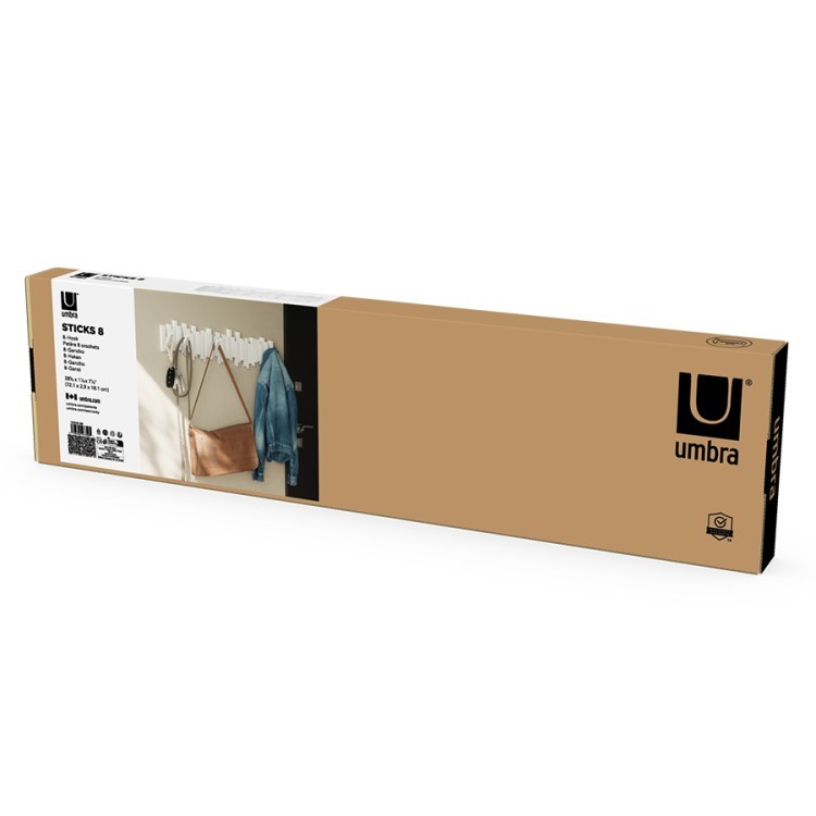 Вешалка настенная sticks, 72 см, 8 крючков, белая (80142)