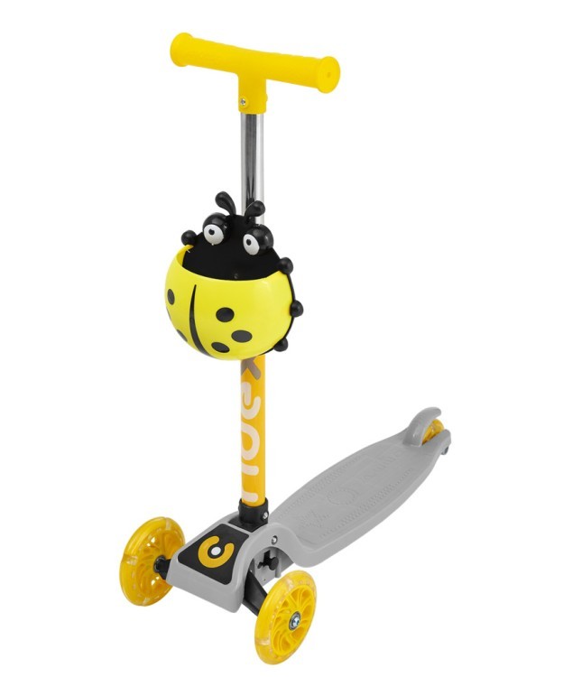 БЕЗ УПАКОВКИ Самокат 3-колесный Ridex Loop, 120/70 мм, серый/желтый (2100779)