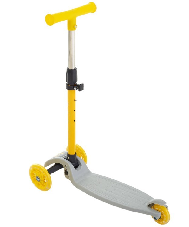 БЕЗ УПАКОВКИ Самокат 3-колесный Ridex Loop, 120/70 мм, серый/желтый (2100779)