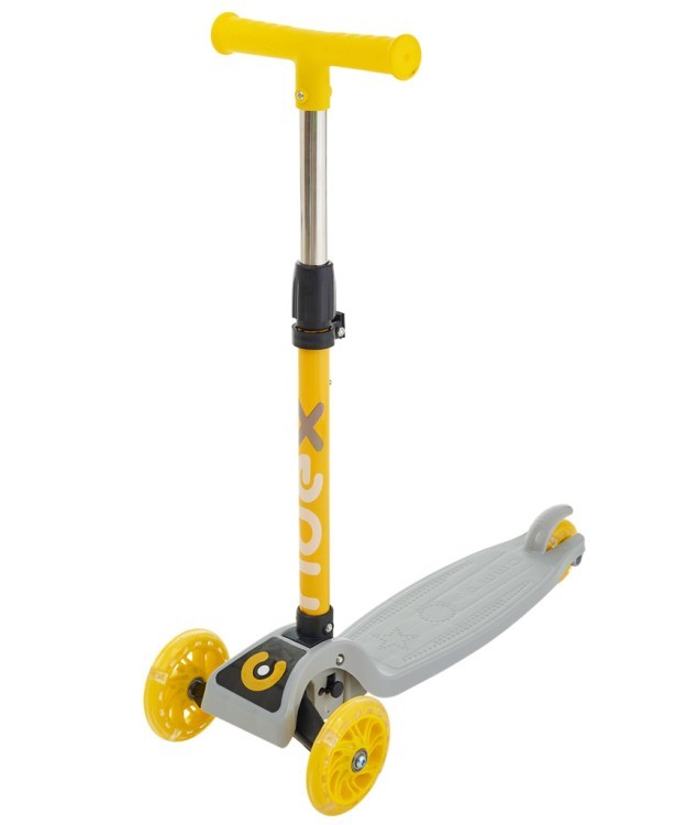 БЕЗ УПАКОВКИ Самокат 3-колесный Ridex Loop, 120/70 мм, серый/желтый (2100779)