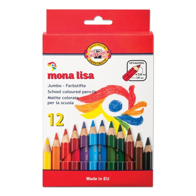 Карандаши цветные утолщенные KOH-I-NOOR Mona Lisa 12 цветов 5,6 мм 3372012007KS (64594)