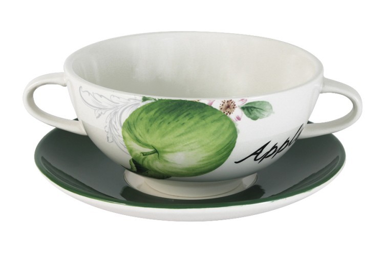 Суповая чашка на блюдце Зеленые яблоки INFINITY ( INFOH427-GA-AL )