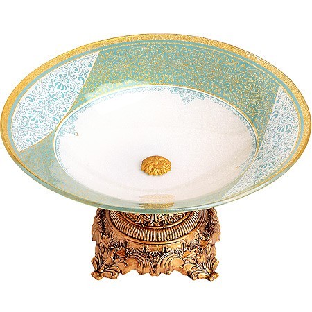 Фруктовница, 30 см, стекло голубая (484-1)