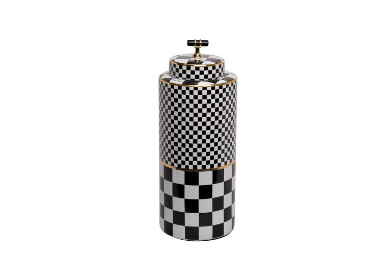 Ваза керамическая с крышкой "Chess" d15*37см (TT-00005893)