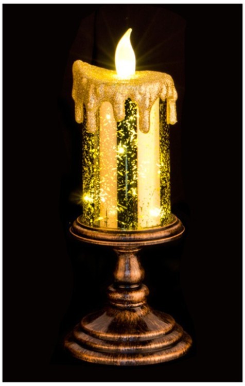 Подсвечник со свечой с подсветкой цвет: античная бронза диаметр=10,5 см высота=26 см раб Lefard (865-399)