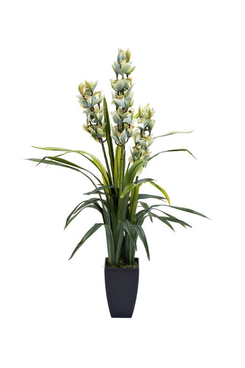 Орхидея CYMBIDIUM искусств. лаймовая в горшке h110 см (TT-00010053)