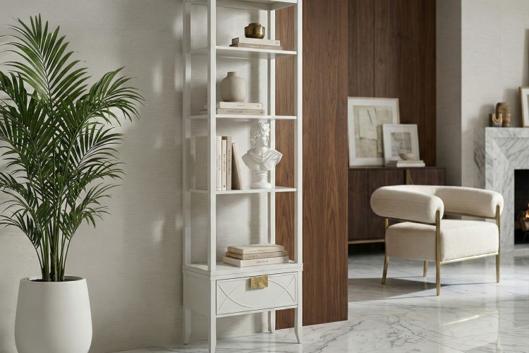 Шкаф-витрина открытый узкий с тумбой прикроватной с 1-м ящиком (TT-00016857)