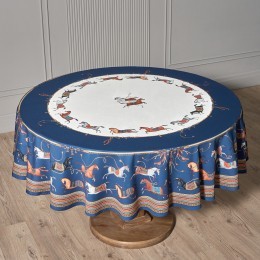 Скатерть круглая  "passage" ,d220см, 100% хлопок,твил c пропиткой, синий с белым Lefard (850-765-26)