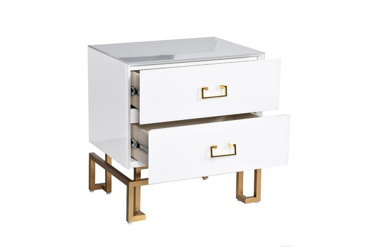 Тумба 2 ящика белая/золото 55*40*58см (TT-00005888)