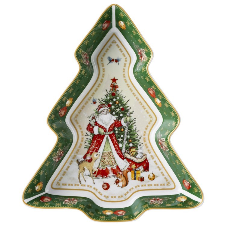 Блюдо lefard "дед мороз" в форме елки 25*21*4 см зеленое Lefard (85-1755-11)