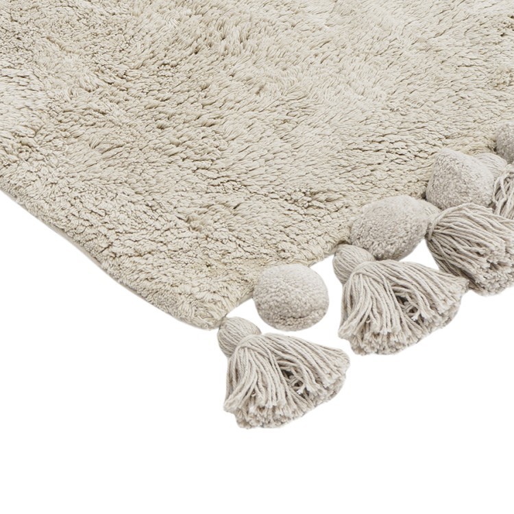 Коврик для ванной ворсовый с кисточками светло-серого цвета из коллекции essential, 50х80 см (76139)