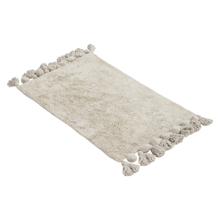 Коврик для ванной ворсовый с кисточками светло-серого цвета из коллекции essential, 50х80 см (76139)