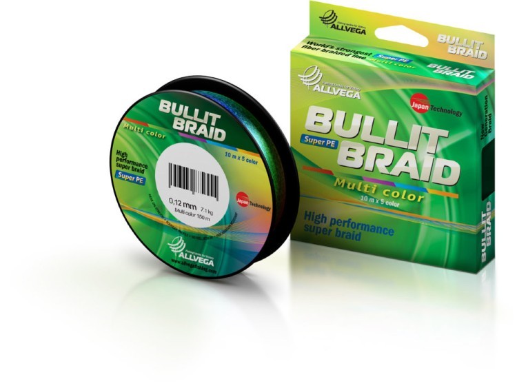 Леска плетеная Allvega Bullit Braid Multi Color 150м 0,12мм (7,1кг) мультиколор (62356)