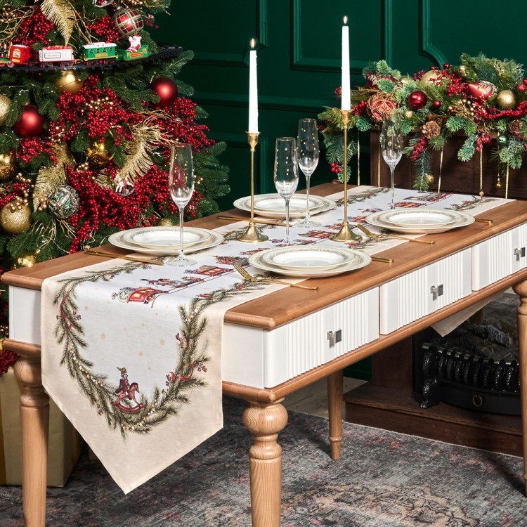 Дорожка на стол 45х400 cm  "щелкунчик" цвет: бежевый, tm lefard, полиэстер 100% Lefard (986-002-33)