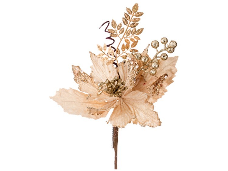 Цветок искусственный "пуансетия" длина=30 cm на клипсе Lefard (241-1835)