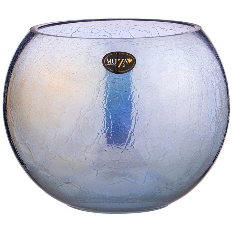 Ваза шар "cracle blue" 3 л диаметр 18 см высота 16 см Muza (380-639)