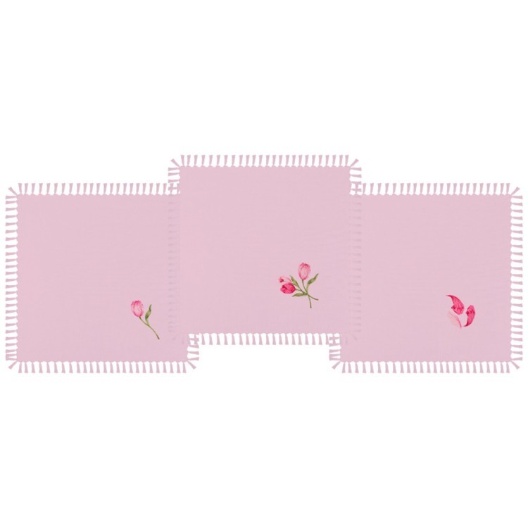 Комплект салфеток из 3 шт.40*40 см.вышивка "тюльпаны", 100% х/б, розовый SANTALINO (850-517-16)