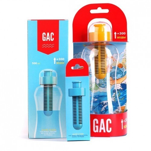 Бутылка c фильтром с картриджем GAC для очистки воды (0,5 л) + запасной картридж (54060)