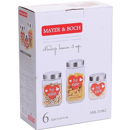 Банки для сыпучих 3пр 0,5+0,75+1л. Mayer&Boch (31062) Банки для сыпучих 3пр 0,5+0,75+1л. Mayer&Boch (31062)