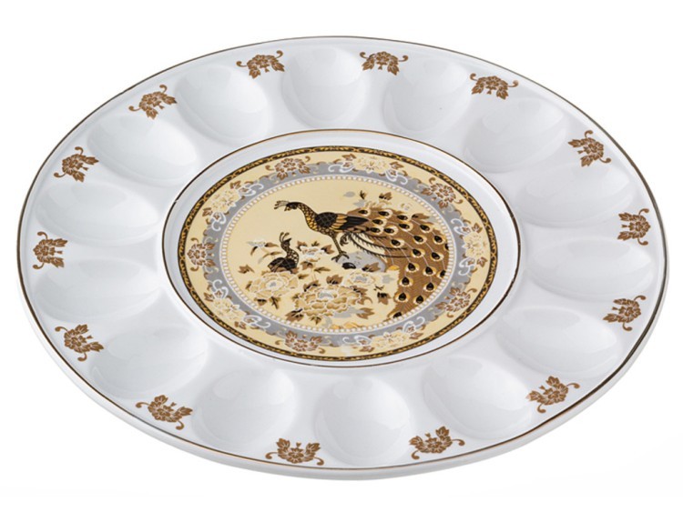 Тарелка для яиц "бежевый павлин"  диаметр=30 см.высота=2,5 см. Porcelain Manufacturing (178-310) 