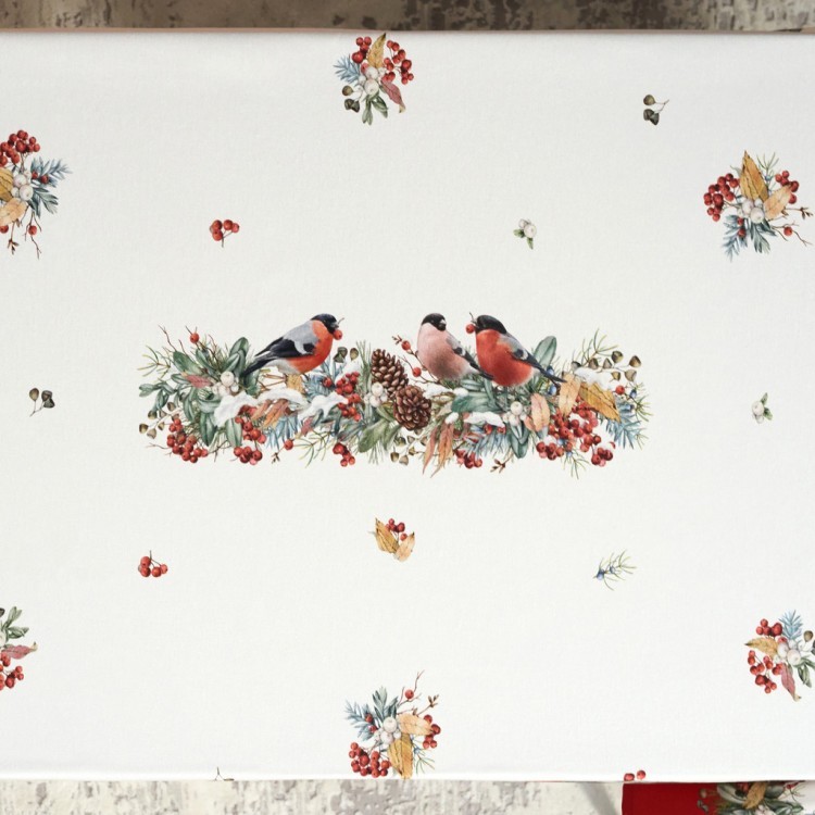 Скатерть "морозко.снегири" 140х180см, красный, 100% хлопок,твил пропитка Lefard (850-745-2)