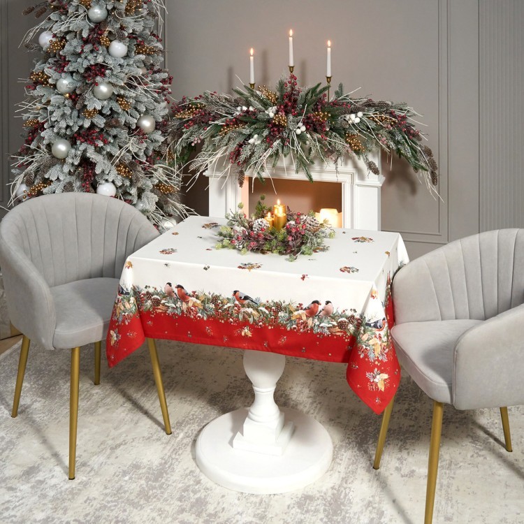 Скатерть "морозко.снегири" 140х180см, красный, 100% хлопок,твил пропитка Lefard (850-745-2)