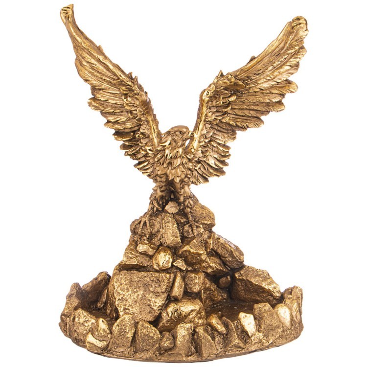 Фигурка декоративная с подставкой под мелочи "орел на камнях с поднятыми крыльями" н-37см цвет: брон Lefard (169-901)