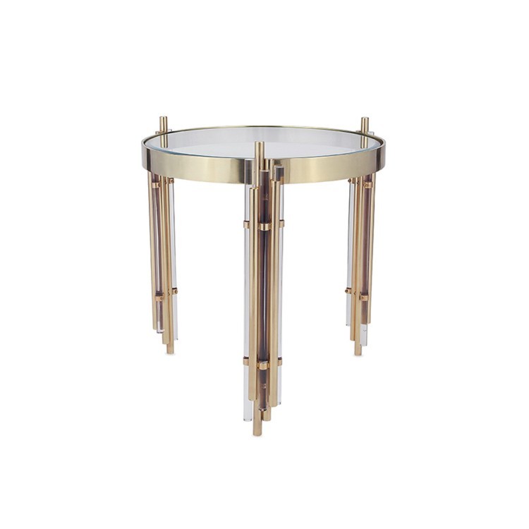 Стол D070, 60, стекло,сталь, акрил, Antique brass/Acrylic, ROOMERS FURNITURE