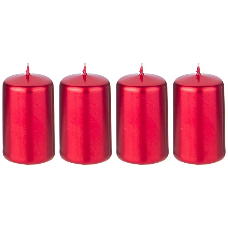 Набор свечей adpal из 4 шт 7*4 см красный металлик Adpal (348-860)