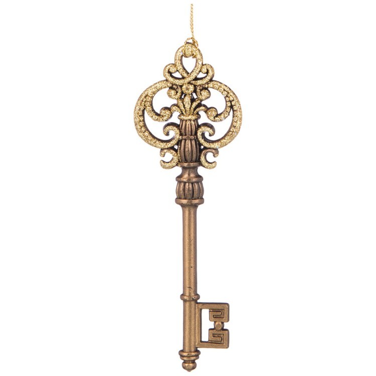 Елочное украшение "ключ" 5*1,2 см высота=15 см цвет:матовая бронза с глиттером ( Lefard (865-483)