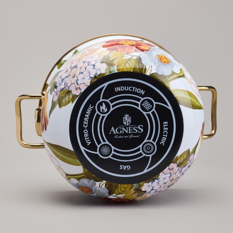 Кастрюля agness эмалированная с крышкой, серия фландрия, 3,8л, диа.20см Agness (950-593) Кастрюля agness эмалированная с крышкой, серия фландрия, 3,8л, диа.20см Agness (950-593)