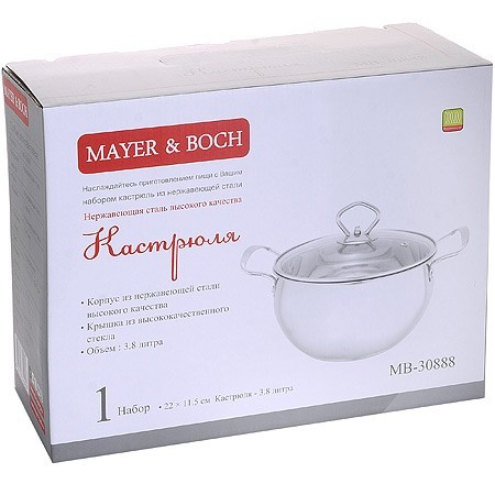 Кастрюля с крышкой 3,8л нерж/ст Mayer&Boch (30888) Кастрюля с крышкой 3,8л нерж/ст Mayer&Boch (30888)