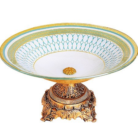 Фруктовница 29,5 см, стекло голубая (474-1)