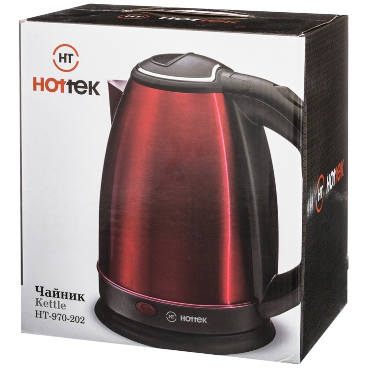 Чайник электрический из нерж.стали hottek ht-970-202 1,8л, 1800 вт красный HOTTEK (970-202)