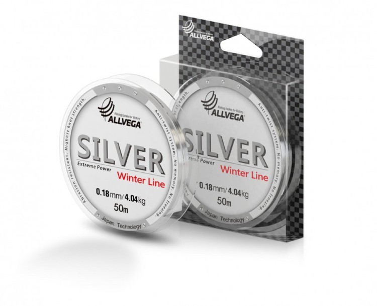 Леска Allvega Silver (50м) 0.18мм (4,04кг) серебристая (58992)