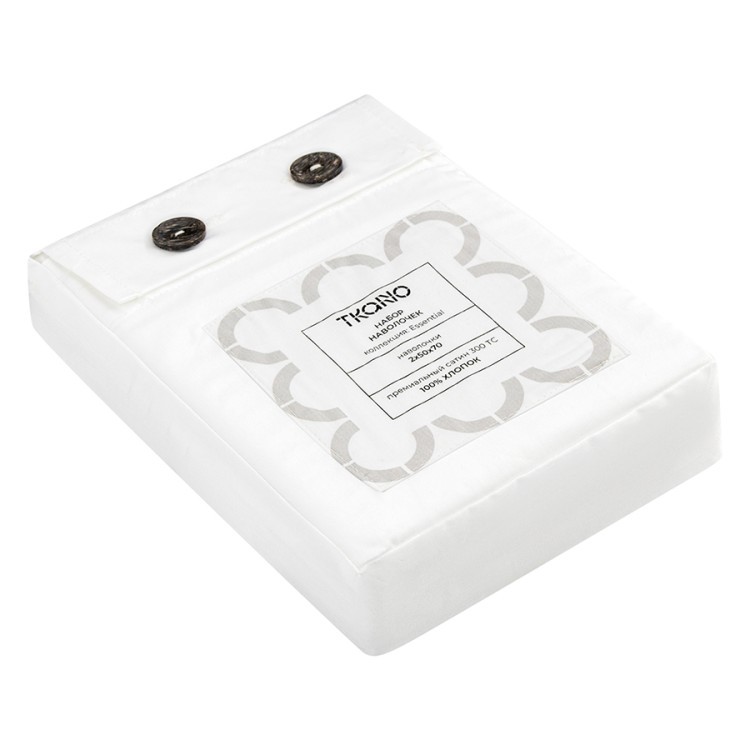 Набор наволочек c кружевом из премиального сатина белого цвета из коллекции essential, 50х70 см (80529)