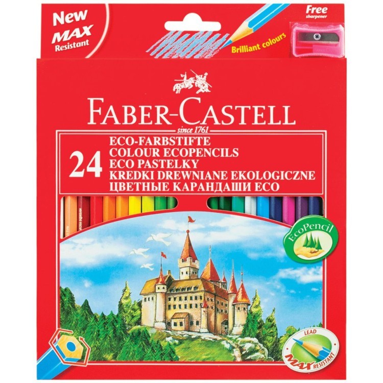 Карандаши цветные Faber-Castell ECO Замок 24 цвета с точилкой 120124 (64598)